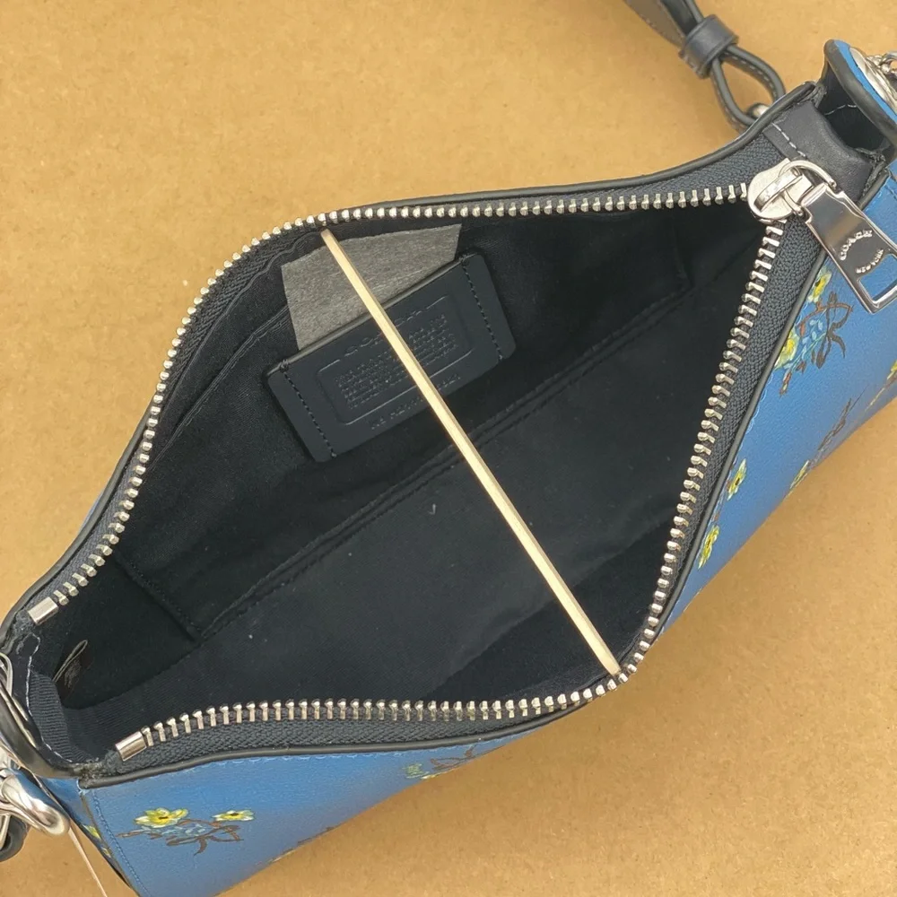 Coach Jes Baguette Crossbody With Floral Bow Print - Picture 8 of 16